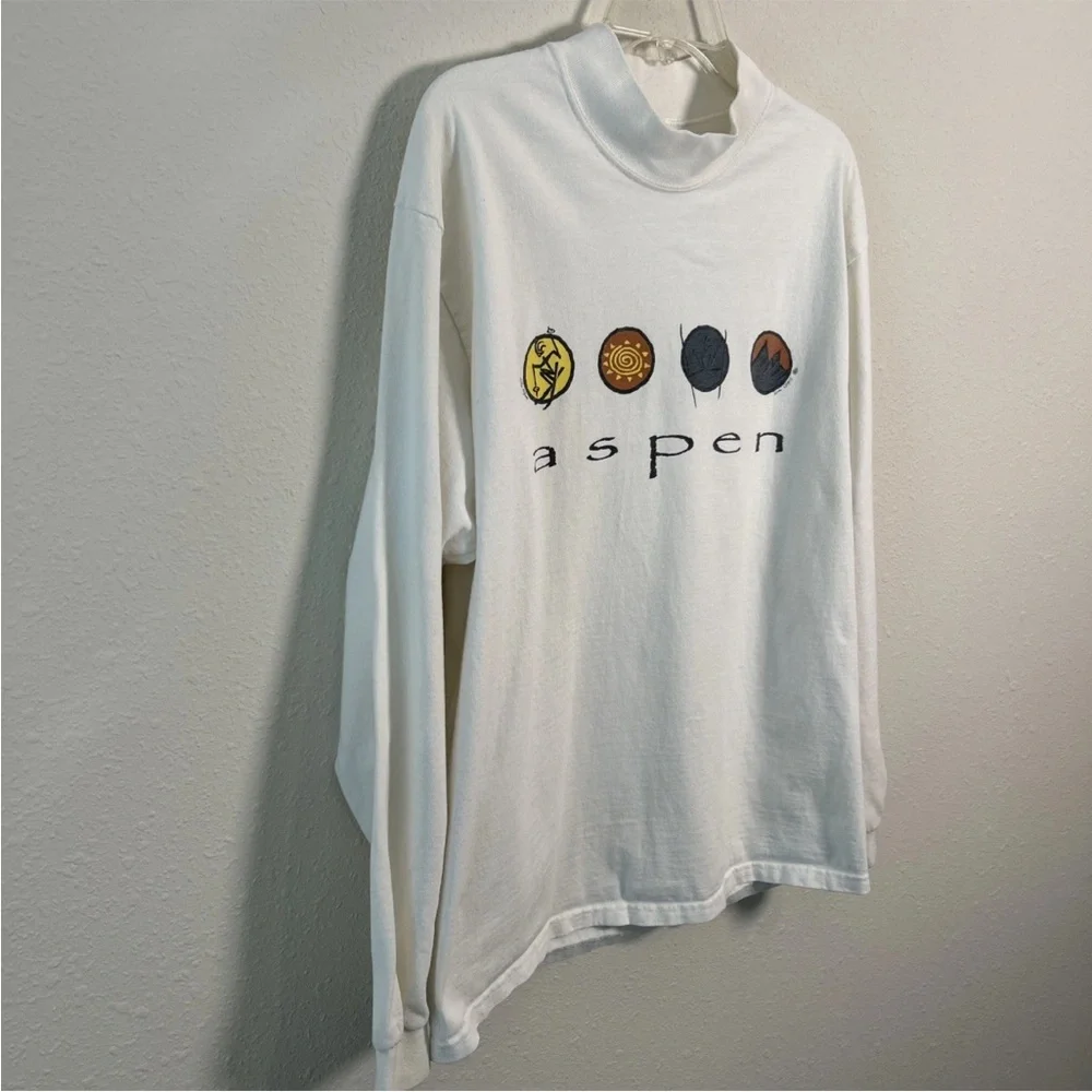 VTG 90’s Aspen Colorado Anvil Cotton Deluxe Long Sleeve Men’s Shirt Lg Skiing - Picture 9 of 13